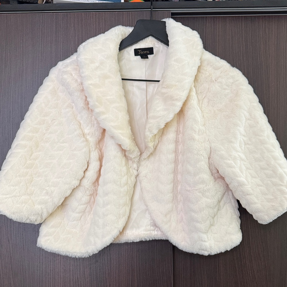 Kids Cream Faux Fur Jacket